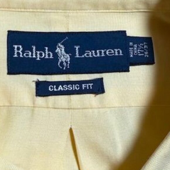Ralph Lauren Polo Yellow Blue Polo Pony 100% Cotton Classic Fit Button Down - Picture 9 of 10